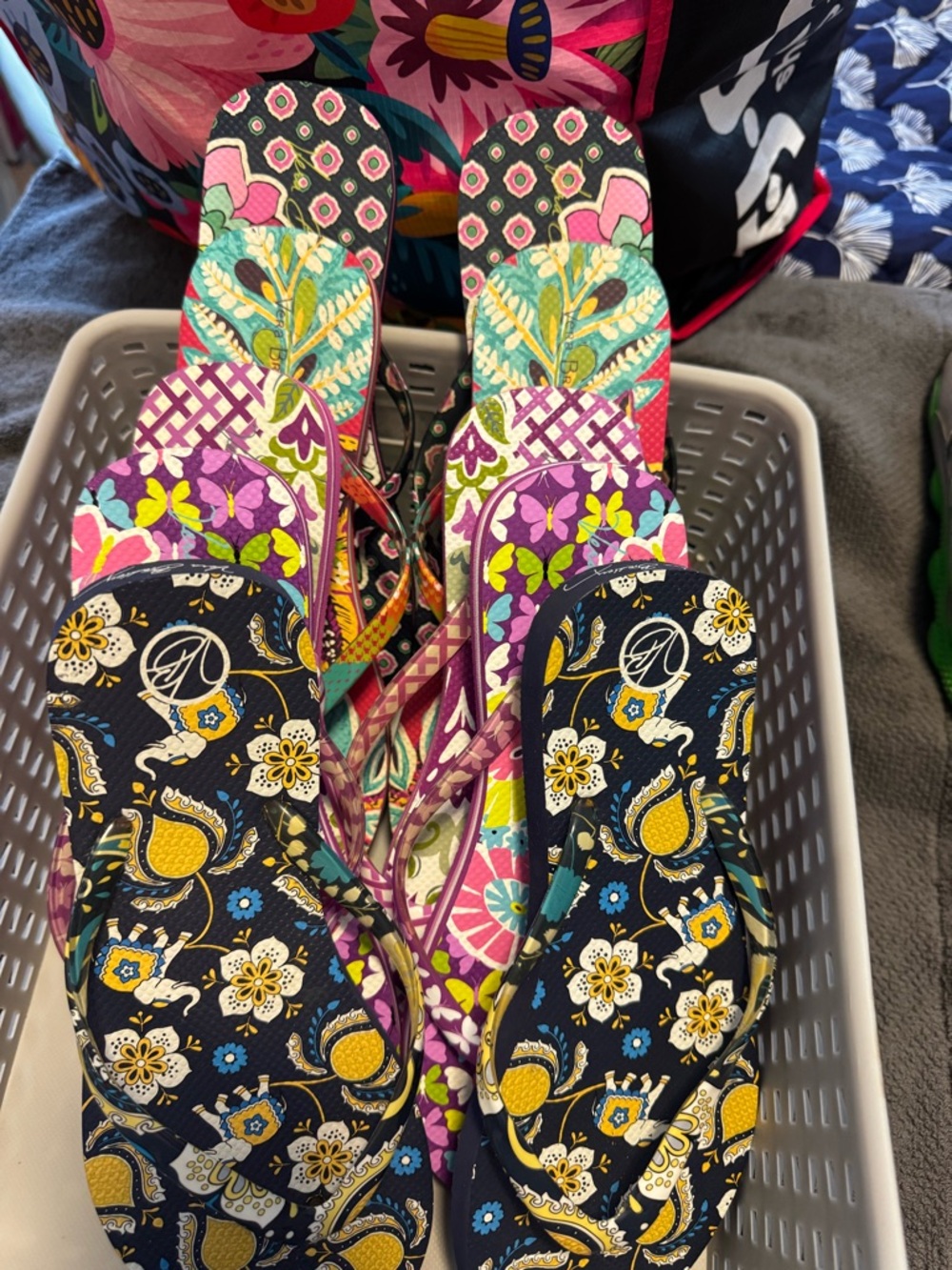 Colorful Patterned Flip Flop Sandals - Floral Paisley Print 5 pair included.